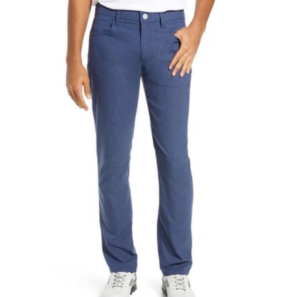 Bonobos Lightweight Slim Fit Five-Pocket Golf Pants Heather Navy 38x32 Athletic